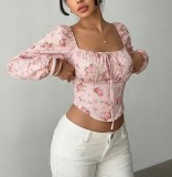 Pink Casual Street Daily Office lady Floral Print Tops