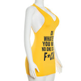 Yellow V Neck Printed Dresses