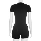 Black Sexy Strap Design O Neck Skinny Rompers