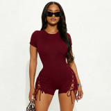 Black Sexy Strap Design O Neck Skinny Rompers