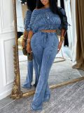 Black Casual Solid Color Off Shoulder Two Pieces