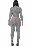 White Solid Color Colorblock Zipper Long Sleeve Two Pieces
