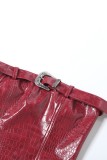 Red Sexy Street Strapless Tops
