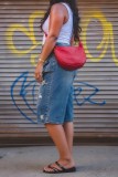 Blue Ripped Capris Straight Denim Shorts