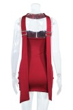 Red Sexy Solid Color Strapless Wrapped Skirt Dresses