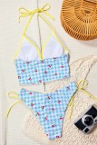 Blue Sexy Vacation Fruit Print Swimwears