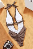 Coffee Sexy Solid Color Swimwears