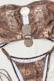 Leopard Print Casual Vacation Leopard Leopard Swimwears