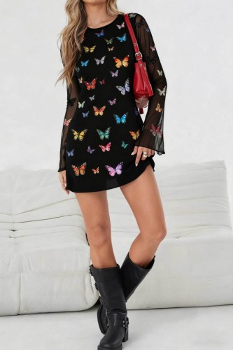 Multicolor O Neck A Line Dresses