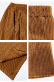 Brown Casual Solid Color O Neck Half Sleeve Two Pieces