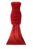 White Sexy Prom Solid Color Strapless Wrapped Skirt Dresses