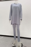Pink Casual Solid Color O Neck Short Sleeve Two Pieces