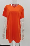 Pink Casual Solid Color O Neck Short Sleeve Two Pieces