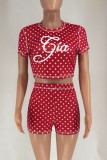 Black Sexy Casual O Neck Short Sleeve Two Pieces