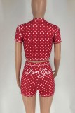 Black Sexy Casual O Neck Short Sleeve Two Pieces
