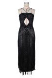 Black Sexy Bohemian Solid Color Hollow Out Swimwears Cover Up