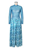 Colour Party Formal Prom Irregular Printed O Neck Dresses