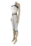 White Casual Polka Dot Bow Bow Decor Sleeveless Two Pieces
