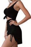 Black Sexy Casual Solid Color Swimwears