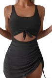 Black Sexy Casual Solid Color Swimwears