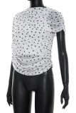 Black Casual Polka Dot Tops
