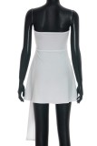 White Sexy Solid Color Strap Design Dresses