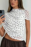 Black Casual Polka Dot Tops