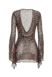 Leopard Print Sexy Casual Leopard Leopard Mesh Dresses