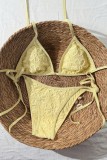 Yellow Sexy Solid Color Swimwears