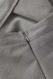 Grey Casual Street Y2k Solid Color Irregular Regular High Waist Type A Solid Color Bottoms