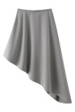 Grey Casual Street Y2k Solid Color Irregular Regular High Waist Type A Solid Color Bottoms