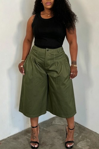 Army Green Ruched Plus Size