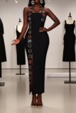 Black Sexy Street Prom Hot Club Halter Wrapped Skirt Dresses