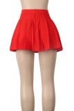 Cyan Casual Daily Solid Color Pleated High Waist Type A Solid Color Bottoms