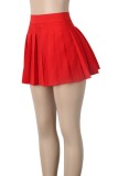 Cyan Casual Daily Solid Color Pleated High Waist Type A Solid Color Bottoms