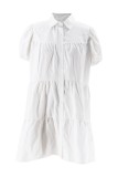 White Casual Daily Y2k Solid Color Solid Color Shirt Collar A Line Dresses