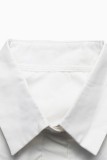 White Casual Daily Y2k Solid Color Solid Color Shirt Collar A Line Dresses