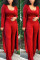 Sexy Solid Tight-Fitting Pure Knit Red Three Piece Suit