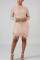 Fashion Sequins Fuzzy Apricot Solid Dress