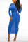 Sexy Long Sleeves Tie Velvet Bag Hip Blue Dress