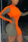 Fashion Sexy Stitching Orange Slim Dress