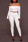 Fashion Casual Long Sleeve Off Shoulder White Set
