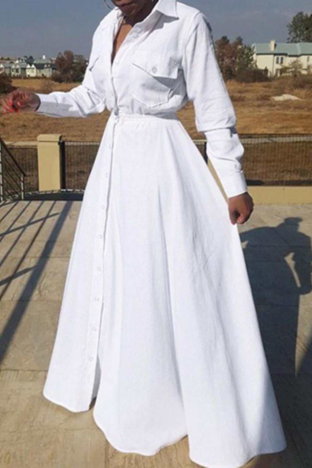 US$ 14.33 - Fashion Casual Long Sleeve White Shirt Dress - www ...