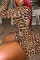 Sexy Leopard Print Long Sleeve Turtleneck Romper