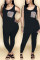 Fashion Sexy Printed Black Sleeveless Top Two-pieces Set