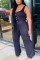Black Fashion Sexy Solid Sleeveless O Neck Jumpsuits