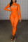 Orange Casual Sportswear Turtleneck Long Sleeve Regular Sleeve Skinny Print Jumpsuits