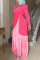 Pink Fashion Casual Solid Tassel Split Joint With Belt V Neck Long Sleeve Dress