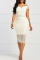 Cream White Sexy Patchwork Hollowed Out O Neck Pencil Skirt Dresses