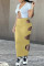 Yellow Fashion Sexy Solid Hollowed Out Asymmetrical V Neck Short Sleeve Two Pieces